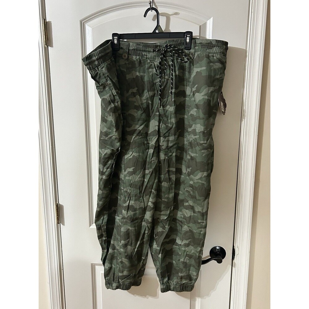 Knox Rose Women’s 3X Green Jogger Pullon Drawstring Camo Lyocell NWT $30 - Picture 3 of 10